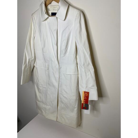 Magaschoni Collection Womens Size 10 White Jacket Long Coat Patch Pockets - Picture 2 of 9